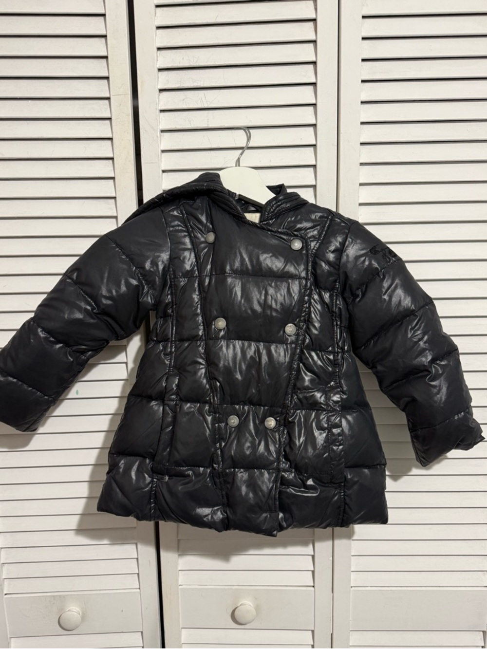 Diesel Little Girls Black Quilted Puffer Coat with Hood